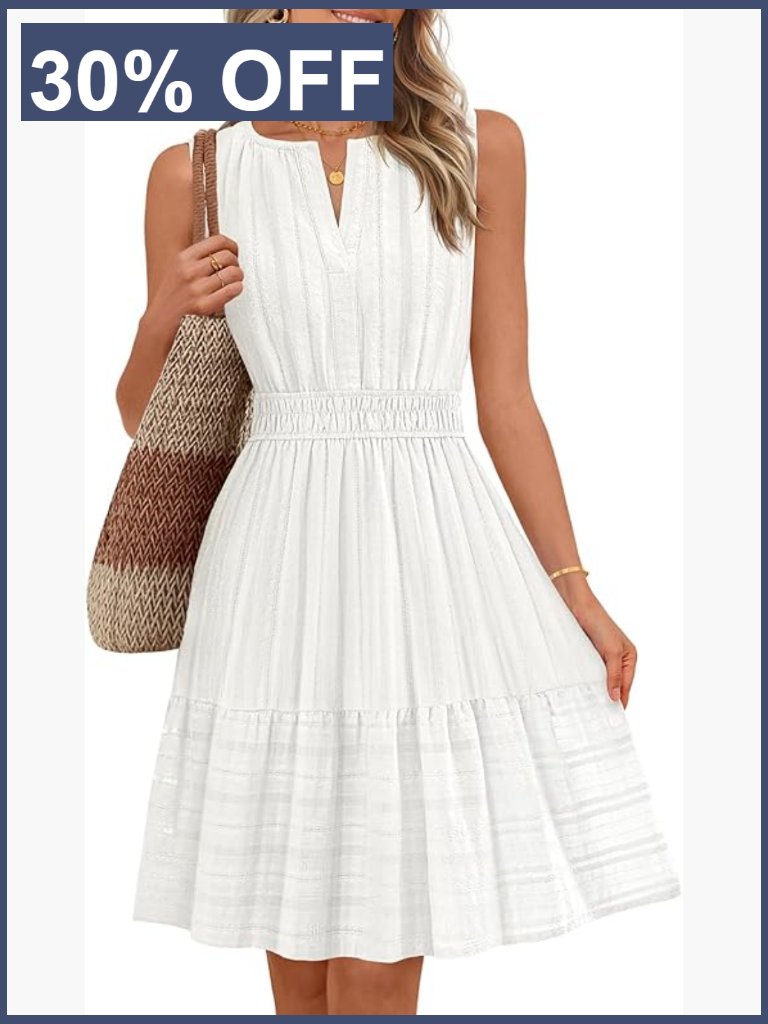 Summer Casual Mini Sundress Sleeveless V Neck A Line With Pockets